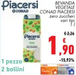 Conad Bevanda vegetale conad PIACERSI offerta