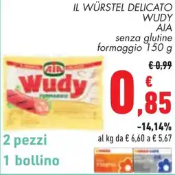 Conad Il würstel delicato wudy ΑΙΑ offerta