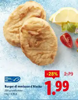 Lidl Burger di merluzzo d'Alaska offerta