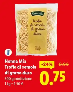 Lidl Nonna Mia Trofie di semola di grano duro offerta
