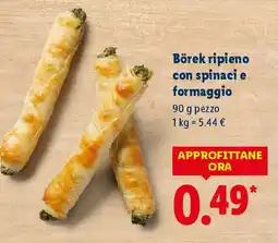 Lidl Börek ripieno con spinaci e formaggio offerta