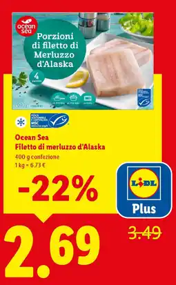 Lidl Ocean Sea Filetto di merluzzo d'Alaska offerta