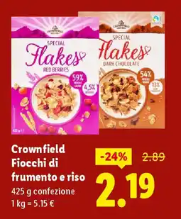 Lidl Crownfield Fiocchi di frumento e riso offerta