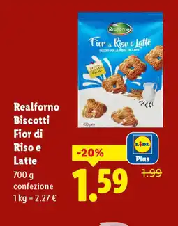 Lidl Realforno Biscotti Fior di Riso e Latte offerta
