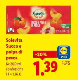 Lidl Solevita Succo e polpa di pesca offerta
