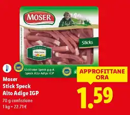 Lidl Moser Stick Speck Alto Adige IGP offerta