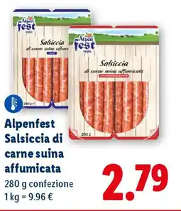 Lidl Alpenfest Salsiccia di carne suina affumicata offerta