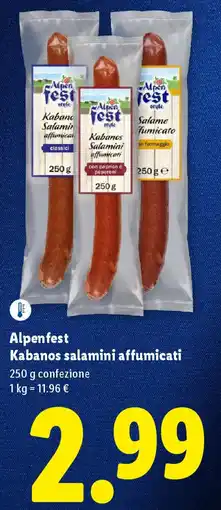 Lidl Alpenfest Kabanos salamini affumicati offerta