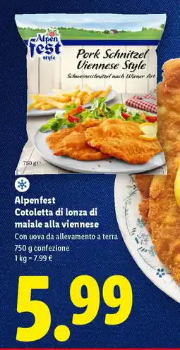 Lidl Alpenfest Cotoletta di lonza di maiale alla viennese offerta