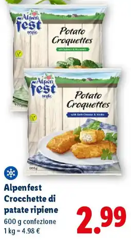 Lidl Alpenfest Crocchette di patate ripiene offerta