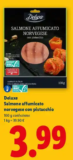 Lidl Deluxe Salmone affumicato norvegese con pistacchio offerta