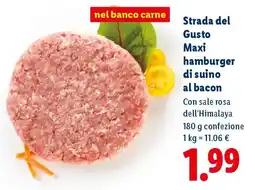 Lidl Strada del Gusto Maxi hamburger di suino al bacon offerta