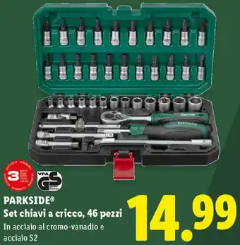 Lidl PARKSIDE Set chiavi a cricco, 46 pezzi offerta