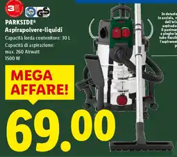 Lidl PARKSIDE Aspirapolvere-liquidi offerta
