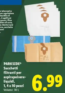 Lidl PARKSIDE Sacchetti filtranti per aspirapolvere- liquidi, 1, 4 o 10 pezzi offerta