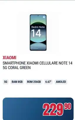 Trony XIAOMI SMARTPHONE XIAOMI CELLULARE NOTE 14 5G CORAL GREEN offerta