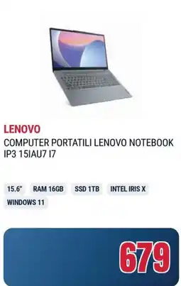 Trony LENOVO COMPUTER PORTATILI LENOVO NOTEBOOK IP3 151AU7 17 offerta