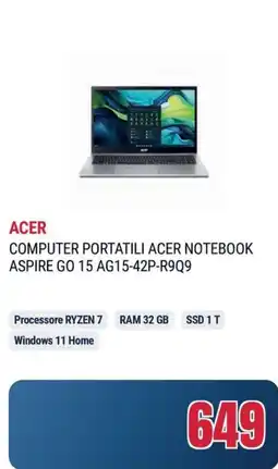 Trony ACER COMPUTER PORTATILI ACER NOTEBOOK ASPIRE GO 15 AG15-42P-R9Q9 offerta