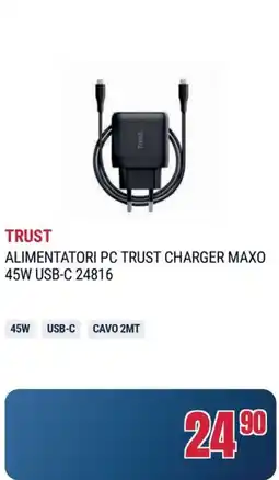 Trony TRUST ALIMENTATORI PC TRUST CHARGER MAXO 45W USB-C 24816 offerta