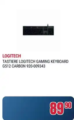 Trony LOGITECH TASTIERE LOGITECH GAMING KEYBOARD G512 CARBON 920-009343 offerta