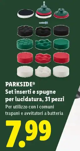 Lidl PARKSIDE Set inserti e spugne per lucidatura, 31 pezzi offerta
