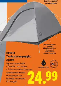 Lidl CRIVIT Tenda da campeggio, 2 posti offerta