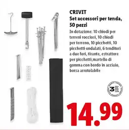 Lidl CRIVIT Set accessori per tenda, 50 pezzi offerta