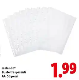 Lidl crelando Buste trasparenti A4, 50 pezzi offerta