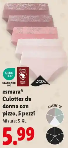 Lidl esmara Culottes da donna con pizzo, 5 pezzi offerta
