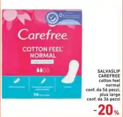 Spazio Conad Salvaslip CAREFREE cotton feel offerta