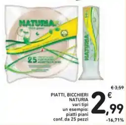 Spazio Conad Piatti, bicchieri NATURIA offerta