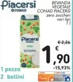 Spazio Conad Bevanda vegetale CONAD PIACERSI offerta