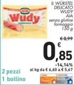 Spazio Conad Il würstel delicato wudy AIA offerta