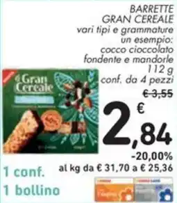 Spazio Conad Barrette GRAN CEREALE vari tipi offerta