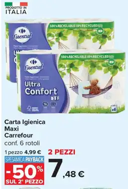 Carrefour Carta Igienica Maxi Carrefour offerta