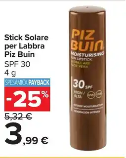 Carrefour Market Stick Solare per Labbra Piz Buin offerta