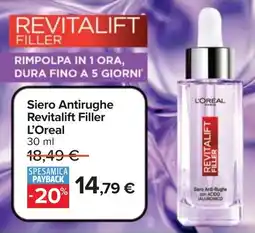 Carrefour Market Siero Antirughe Revitalift Filler L'Oreal offerta