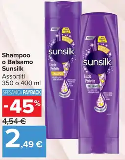 Carrefour Market Shampoo o Balsamo Sunsilk offerta
