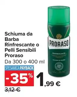 Carrefour Market Schiuma da Barba Rinfrescante o Pelli Sensibili Proraso offerta