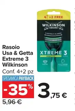 Carrefour Market Rasoio Usa & Getta Extreme 3 Wilkinson offerta