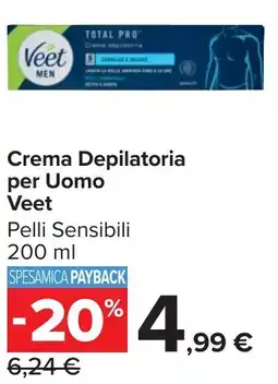 Carrefour Market Crema Depilatoria per Uomo Veet offerta