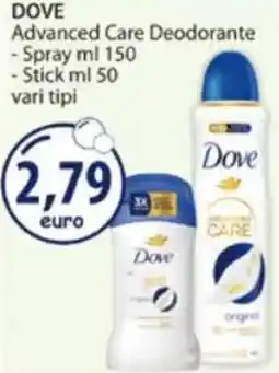Acqua & Sapone DOVE Advanced Care Deodorante - Spray - Stick vari tipi offerta