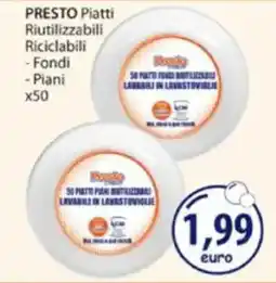 Acqua & Sapone PRESTO Piatti Riutilizzabili Riciclabili - Fondi - Piani x50 offerta