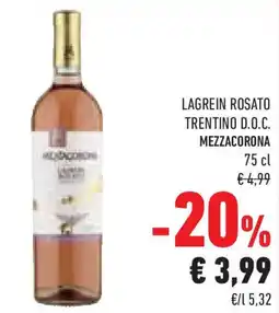 Conad Superstore Lagrein rosato trentino d.o.c. mezzacorona offerta
