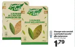 In'S Mercato 2 burger soia carciofi e pomodori secchi/ alle melanzane offerta