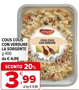 Iperal Cous cous con verdure LA SORGENTE offerta