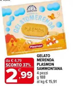 Iperal Gelato merenda plasmon SAMMONTANA 4 pezzi offerta