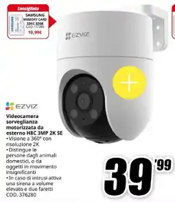 MediaWorld EZVIZ Videocamera sorveglianza motorizzata da esterno H8C 3MP 2K SE offerta