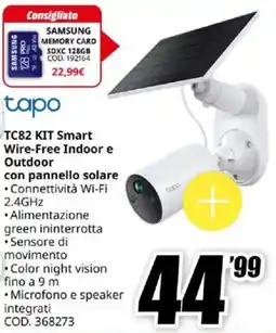 MediaWorld tapo TC82 KIT Smart Wire-Free Indoor e Outdoor con pannello solare offerta