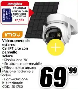 MediaWorld IMOU Videocamera da esterno Cell PT Lite con pannello solare offerta